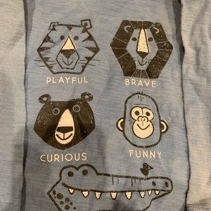 Blue long sleeved animal shirt little boys